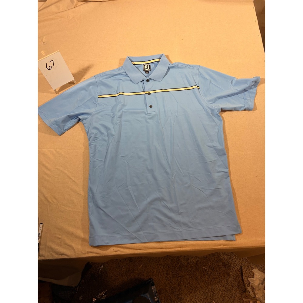 FootJoy Mens Athletic Fit Striped Golf Polo Shirt Blue XXL 1010446‎